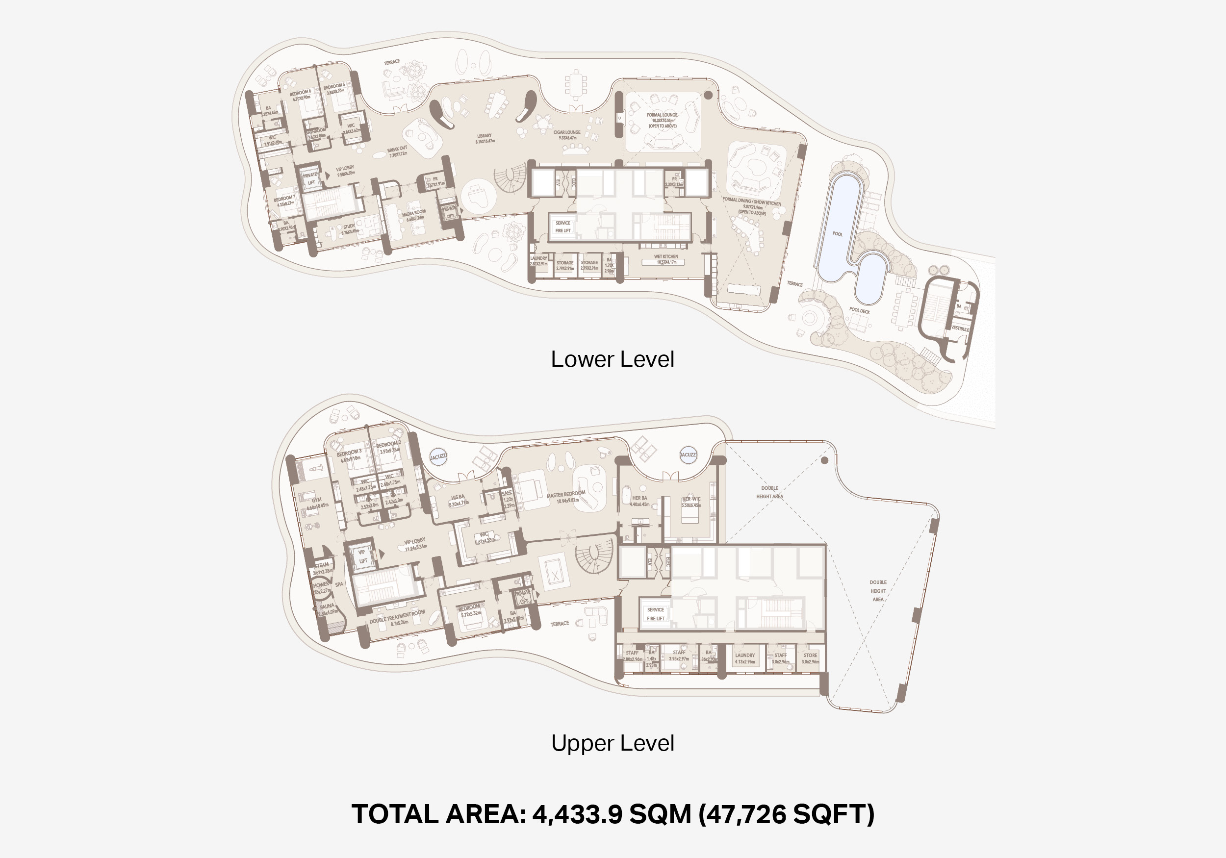 Jumeirah Asora Bay · Developer penthouse duplex layout