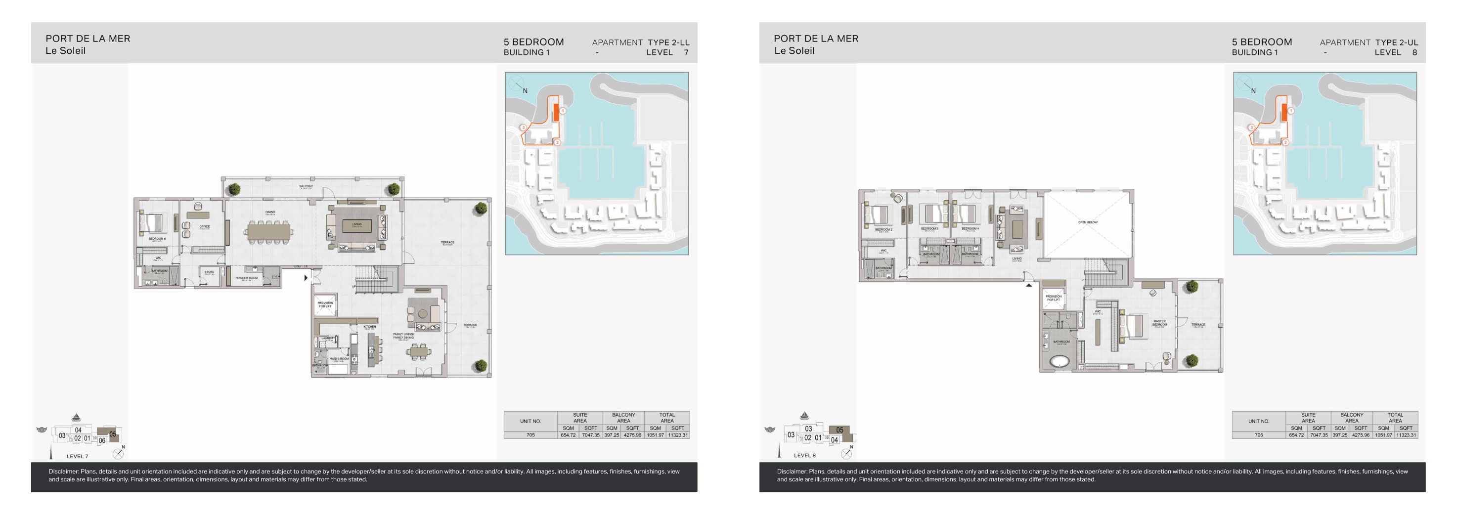 Le Ciel / Le Soleil · Penthouses · Developer five-bedroom duplex sample layout