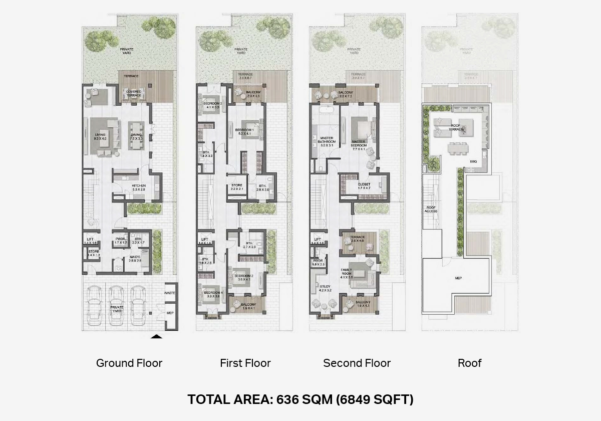 Sur La Mer · Townhouses · Developer five-bedroom townhouse layout