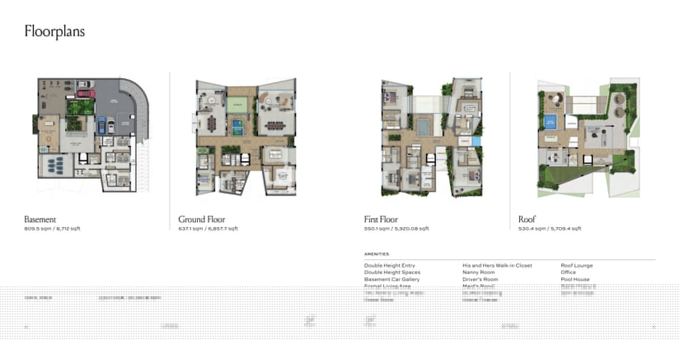 Altissima · Sample seven-bedroom villa floor plans, 27,199.18 sq ft