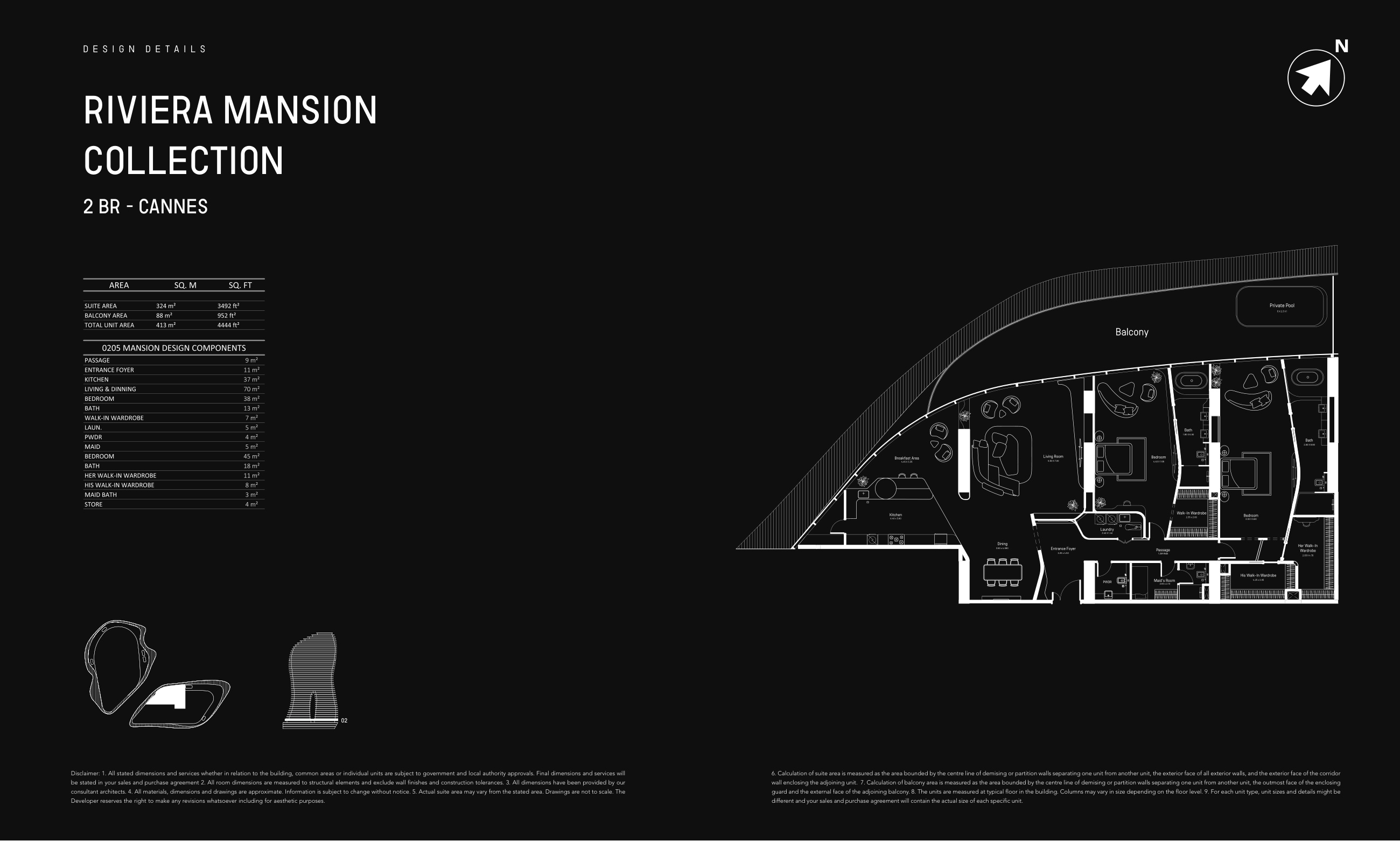Bugatti Residences by Binghatti · Sample two-bedroom Cannes Riviera Mansion layout, 4,444 sq ft