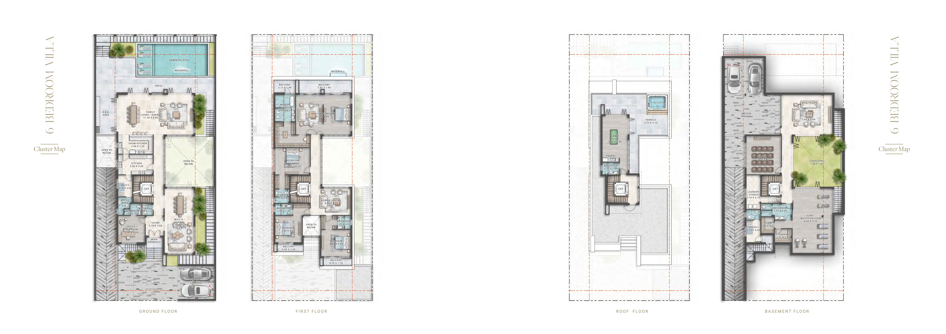 Cavalli Estates · Villas · Sample six-bedroom villa floor plans