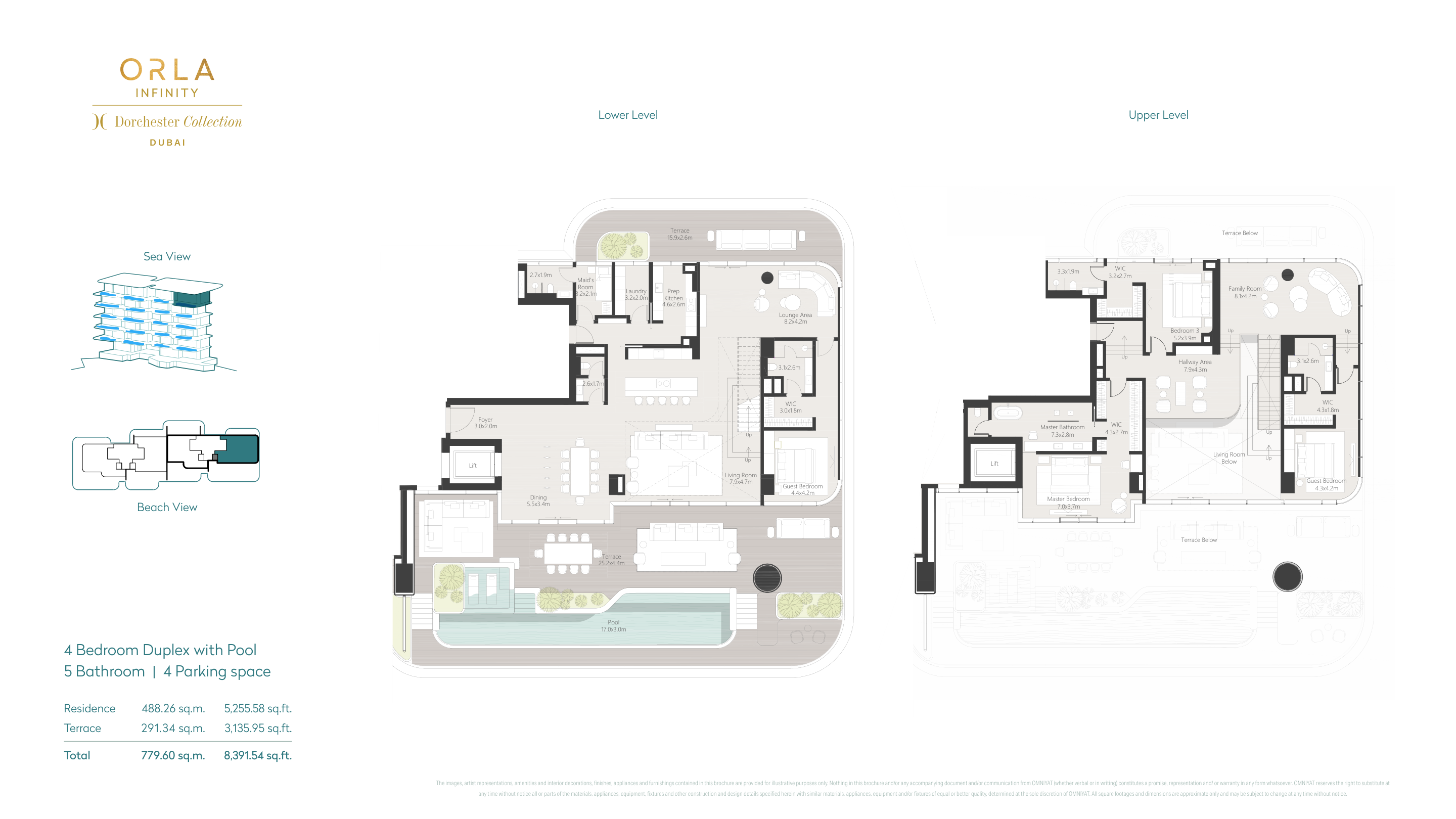 ORLA Infinity · ORLA Infinity — sample 4-bedroom duplex layout